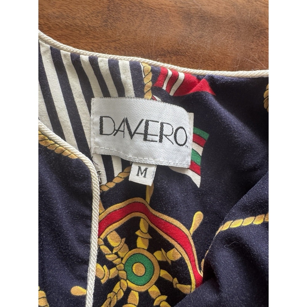 Davero Nautical Long Sleeve Kaftan Maxi Dress Women's Size M Navy White Red